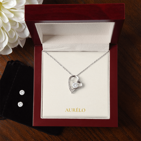 Forever Love Necklace & Sparkling Cubic Zirconia Earring Set