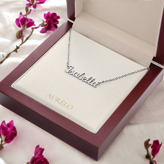 Personalized Name Necklace in Polished Steel or Gold Finish
